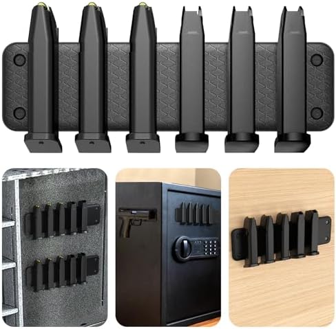 Magnetic Ammunition Holder，Double Sided Gun Magnet for Gun Magazines, Knives, Organize Mount in Gun Safe, Cabinet, Wall, Door, Ammo Storage Accessories for Handgun, Pistol and Rifle Mags - Image 6