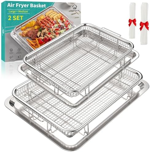 Air Fryer Basket, OPENICE 2 Set Air Fryer Pan and Crisper Tray for Oven by OPENICE