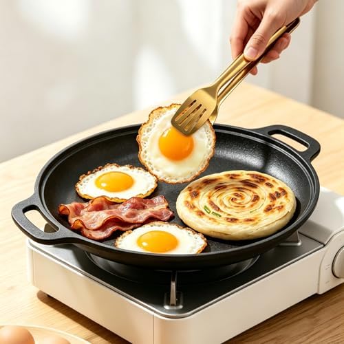 Cast Iron Pizza Pan, Steak Skillet with Handles for Oven, Grill, Stovetop, or Campfire (10 inch) - Image 5