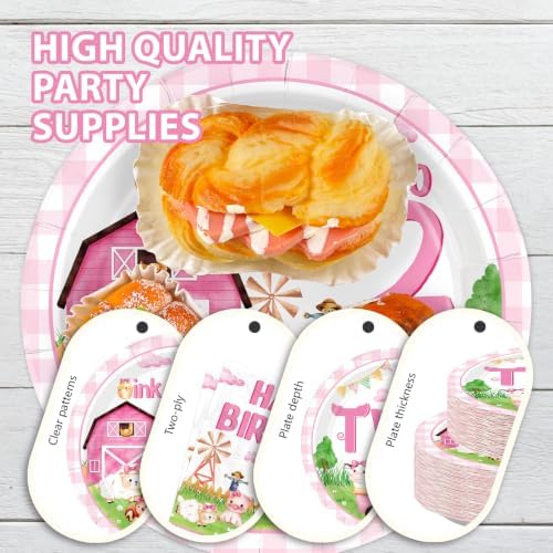 168Pcs Farm 2nd Birthday Party Supplies for Girls Serves 24 - Image 3