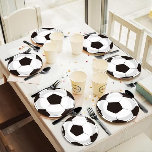 gisgfim 48 PCS Soccer Plates Party Decorations Paper Plates 9 Inch and 7 Inch, Soccer Theme Party Supplies Disposable Dessert Dinner Tableware for Soccer Birthday Party - Image 6
