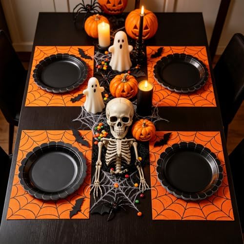 NatNarr 30 Pcs Black Paper Plates 9" Scalloped Halloween Dessert Cake Plate - Image 6