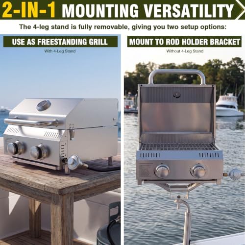 BESTFIRE Marine Boat Grill 20k BTU Dual propane connections - Image 5
