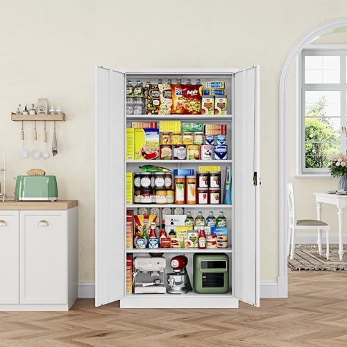 Letaya Metal Garage Storage Cabinets with Lock Door and Adjustable Shelves, Steel Tool Cabinets for Home,Office,Warehouse Organisieren (White, 72" H) - Image 6