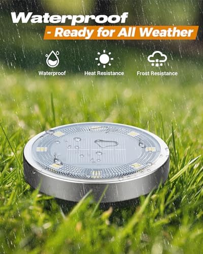 btfarm 4 Pack Solar Lights Outdoor Waterproof, 8 LED Solar Ground Lights - Image 3