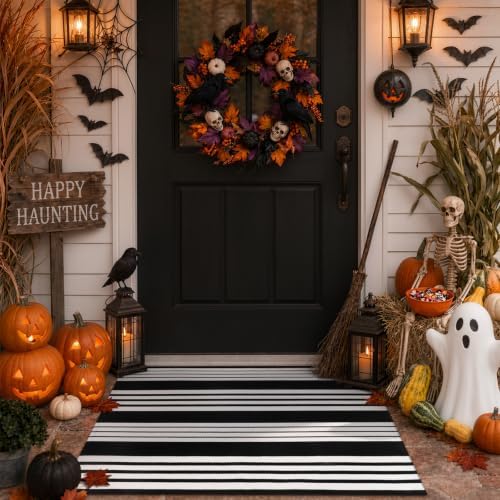 Striped Fall Door Mat 24"x36" Outdoor Rug Cotton Washable Fall Decor - Image 7