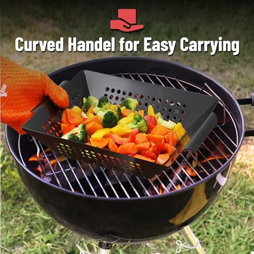 UNCO- Large Grill Basket, 13.6" x 12", Grill Baskets for Outdoor Grill Vegetables - Image 4