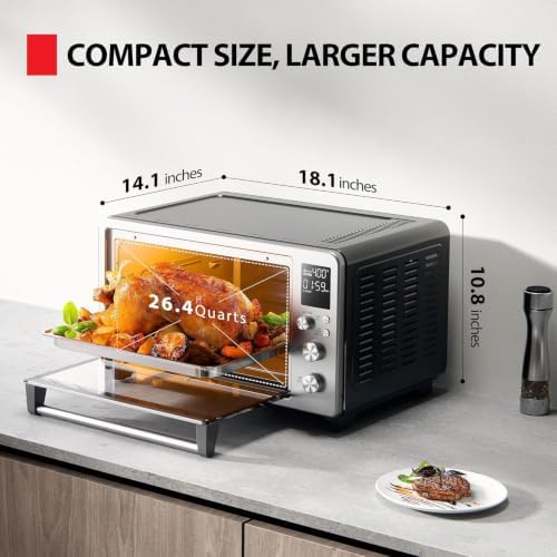 TOSHIBA ChefFry Air Fryer Toaster Oven Combo, 26.4-Quart, Stainless Steel - Image 3