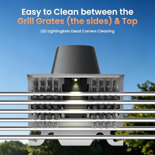 Rechargeable Electric BBQ Grill Brush, 2600mAh Battery, 2-Speed Power, LED Light, 100 Mins Long Runtime, 304 Stainless Steel Heat Resistant Grill Cleaner for Outdoor Camping & Grilling - Image 5