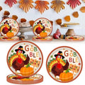 20 Pcs Happy Thanksgiving Party Disposable Paper Plates Fall Themed 9 Inch Round Dinner Plates for Autumn Party Decorations (Turkey Gobble) by Ncozwo