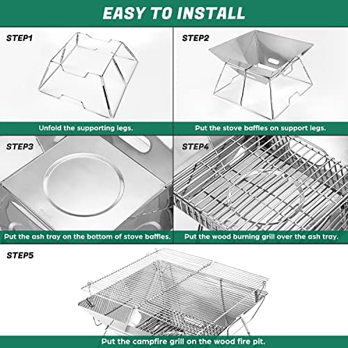 Odoland Folding Campfire Grill, Camping Fire Pit, Outdoor Wood Stove Burner - Image 5
