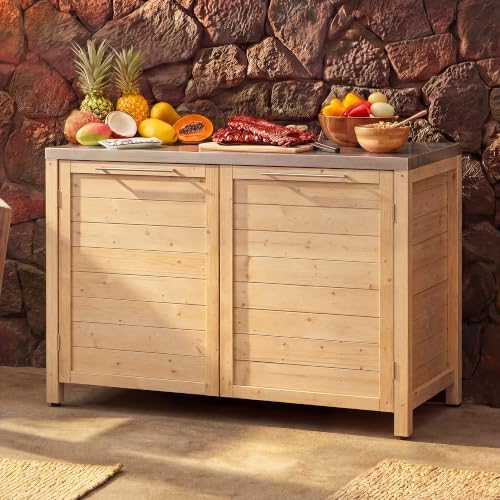 MOUMON Patio Kitchen Storage Cabinet with Stainless Steel Countertop by MOUMON