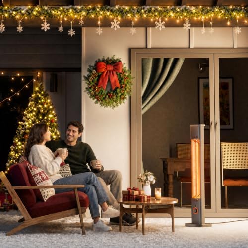 Patio Heater for Outdoor Use1500W, 8H Timer, Waterproof, Infrared Electric Protable Patio Heater, 8 Levels Heating for Garage Backyard Black - Image 4