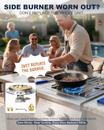 BBQ Grill Side Burner Replacement Kit, 6" Side Burner Head, Burner Base, LP/NG Orifices & Tool &, for Single/Double Outdoor Kitchen Burners, for Lion/Blaze/Sunstone/Summerset/Jenn Air Built-In Grill - Image 7