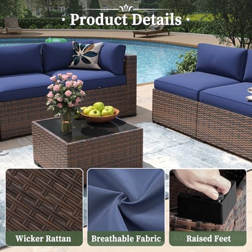 Aoxun 10 Piece Patio Furniture Set Wicker Rattan Patio Conversation Set - Image 4