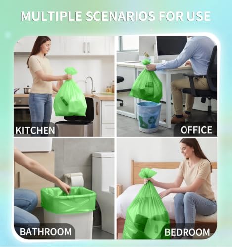 Medium 6 Gallon Trash Bags Unscented, 0.94 Mil, Green, 150 Count - Image 5