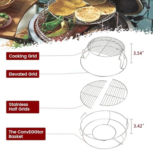 5 Piece Expander Rack for Big Green Egg Medium Replacement Kit Grill Racks for Eggspander Conveggtor Basket 304 Stainless Steel with Removable Cooking System BGE Accessories - Image 6