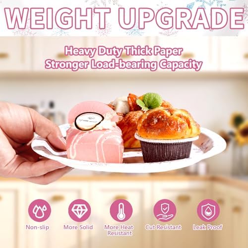 50Pcs Frozen Snowflake Party Decorations 9 Inch Disposable Winter Snowflake Wonderland Paper Plates Pink Blue Snow Wonderland Dessert Plates for Girls Xmas Baby Shower Holiday Birthday Party Supplies - Image 4