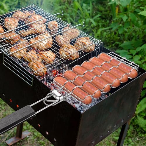 Hot Dog Holders for Grilling with Brush - 6 Hotdog BBQ Basket - Image 5