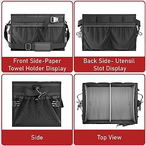 FANGSUN Grill Caddy, Foldable BBQ Caddy with Paper Towel Holder, Black - Image 5