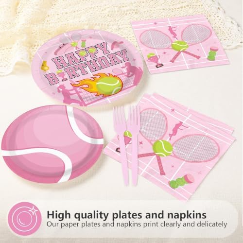 96Pcs Pink Tennis Birthday Party Decorations for Girls, Serves 24 - Image 4