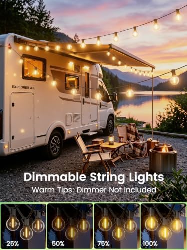 LACHON Outdoor String Lights Waterproof 100 FT with 50 G40 IP65 Bulbs - Image 4