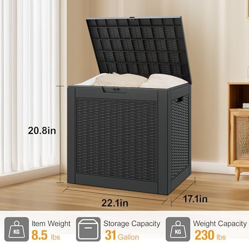 KAMABOKO 31 Gallon Outdoor Storage Box Waterproof Deck Box for Patio - Image 2