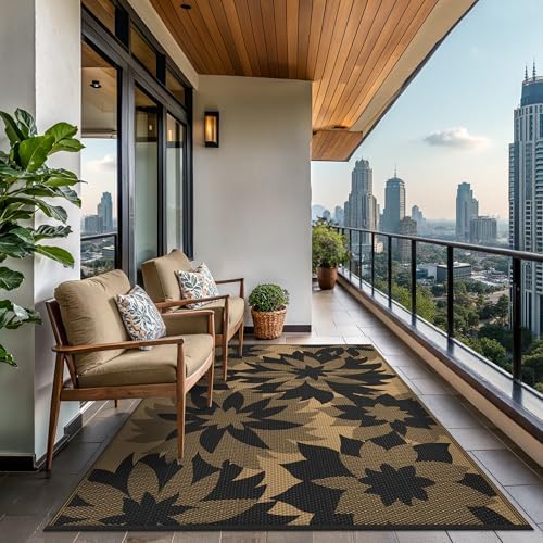 GENIMO Outdoor Rug, Waterproof Plastic Rugs for Patio, 6'x9' Raven Brown - Image 4
