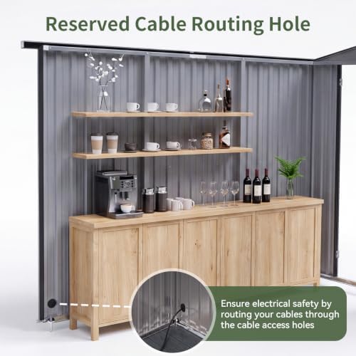 Aoxun 8x7 FT Outdoor Bar Shed with Canopy Black - Image 5
