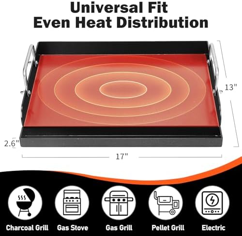 QuliMetal 17 x 13 Inch Cast Iron NanoCeramic Griddle for Gas Grills - Image 2