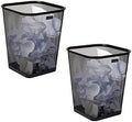 Mind Reader Mesh Trash Can, Waste Paper Basket, Square, Office, Metal Mesh, 9.75"L x 9.75"W x 12.25"H, Set of 2, Black by MindReader