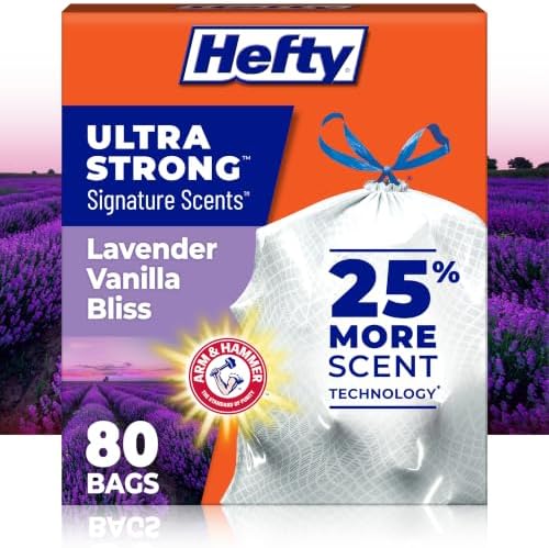 Hefty Ultra Strong Signature Scents 13G Trash Bags, Lavender Vanilla, 80ct by Hefty