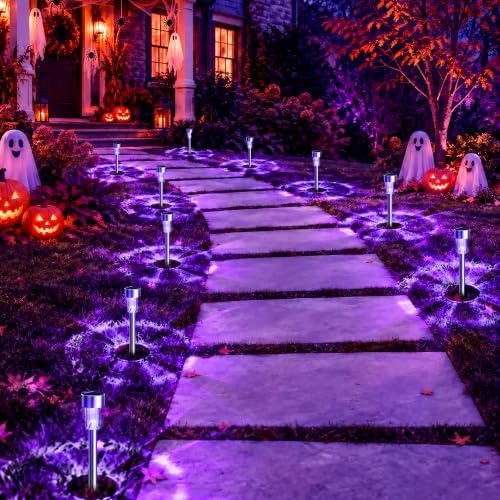 GIGALUMI 24 Pack Purple Solar Halloween Lights,Outdoor Halloween Decoration by GIGALUMI