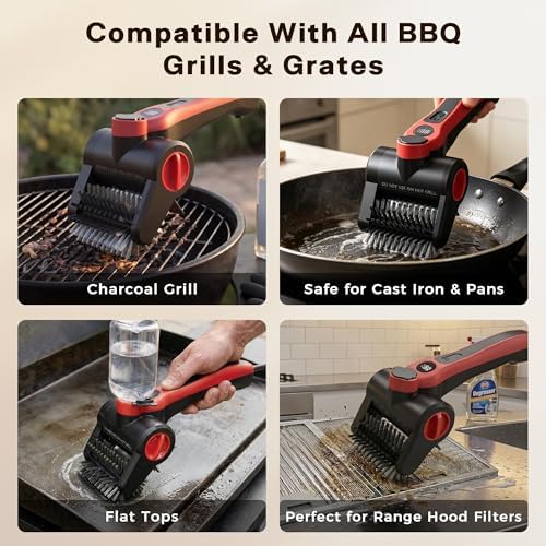 Electric Grill Brush with Water Spray System, Cordless BBQ Grill Cleaner, Rechargeable Power Scrubber for Gas, Charcoal & Pellet Grills, IPX8 Waterproof Grill Cleaning Brush with Scraper & Case - Image 6