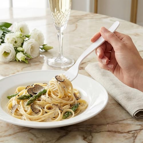 SACATR 1000 Count White Plastic Silverware Heavy Duty -Forks,Spoons - Image 4