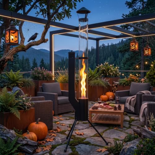 64" Pellet Stove, Outdoor Wood Pellet Patio Heater with Glass Tube by YTGLEN