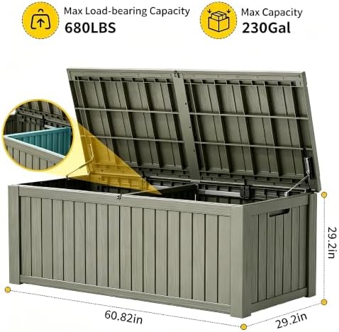 KAMABOKO Outdoor Storage Box, 230 Gallon Deck Box Outdoor Waterproof - Image 3