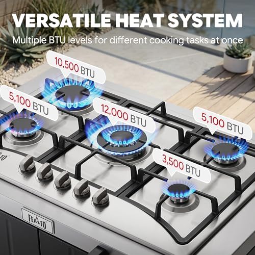 Feasto Outdoor Kitchen Island with Propane Gas Stove, Storage Cabinet & Cover - Image 5