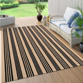 OJIA Outdoor Patio Rug 5'x7', Black and Tan Striped Outdoor Rugs Fall Decor by OJIA
