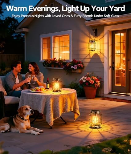 KOOPER Solar Lanterns Outdoor Waterproof, Upgraded Metal Hanging Solar Lights Outdoor Decorative, Brighter Outdoor Hanging Lantern for Yard Patio Pathway Porch Garden Decor, Gift for Women Mom 2 Pack - Image 4