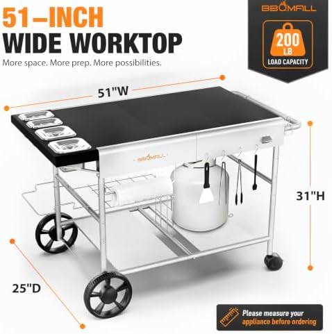 Pizza Oven Table Grill Cart for Ninja Woodfire, Blackstone Griddle, Ooni - Image 3