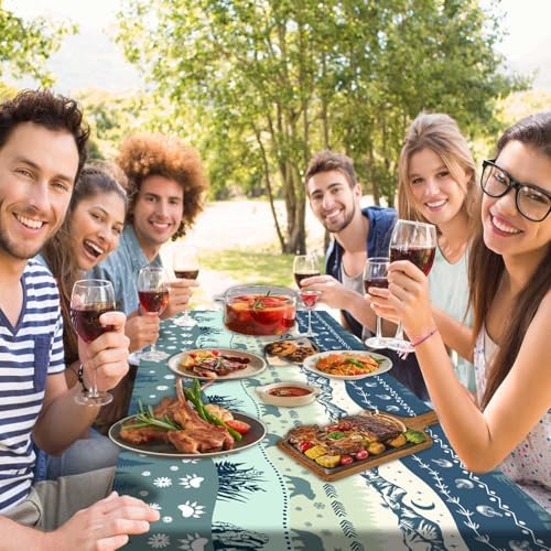 Picnic Table Cover with Bench Covers and Bag, Camping Essentials, Bohemian Waterproof Windproof Camping Tablecloth, Fitted Tablecloth Cover with Elastic Edge, for Garden & Outdoor, 3 PCS, 30x72 Inch - Image 2