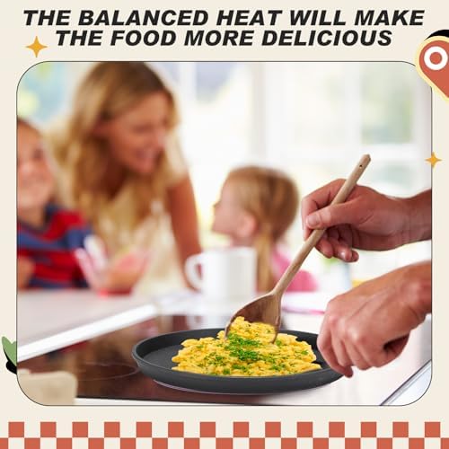 Maxdot 2 Pcs 9.8 Inch Cast Iron Grill Pan Round Pizza Pan Skillet for BBQ - Image 6