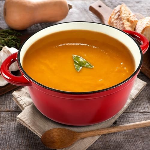 6 Quart Enameled Cast Iron Dutch Oven with Lid, Heavy Duty Cast Iron Pot for Braising, Stews, Roasting, Soup, Casseroles & Bread Baking, Nonstick Enamel Interior, Oven Safe to 500°F - Image 2