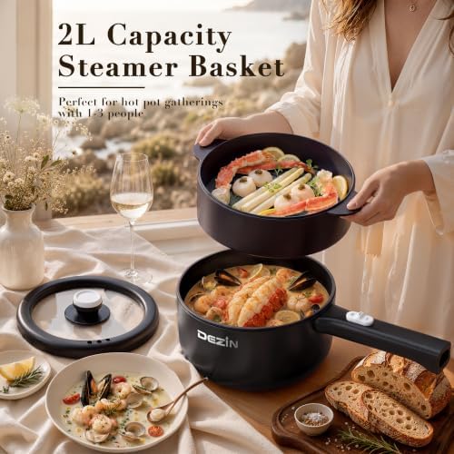 Dezin 2L Hot Pot Electric, Non-Stick Electric Pan, 700W Adjustable Power - Image 2