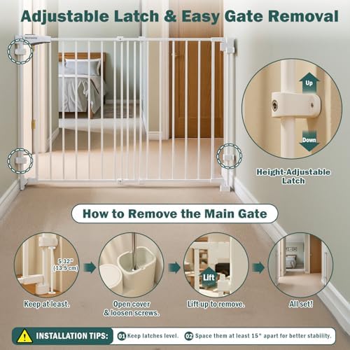 Mumeasy 30" Tall Baby Gate for Stairs & Doorways, No Bottom Bar Dog Gate - Image 6
