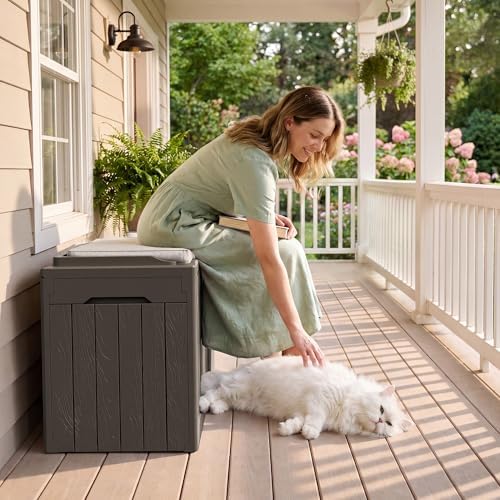 JUMMICO 31 Gallon Resin Deck Box Waterproof Outdoor Storage Boxes - Image 6