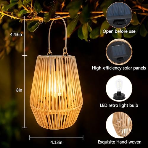 2PCS Solar Lanterns Outdoor Waterproof Garden Gifts for Women Mom Grandma - Image 2