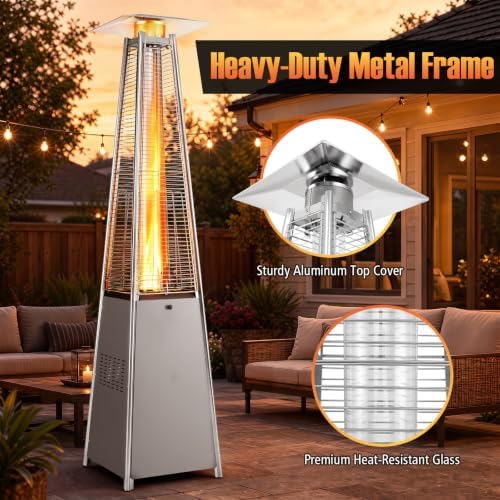 Tangkula 45000 BTU Pyramid Patio Heater with Wheels & Zippered Cover - Image 7
