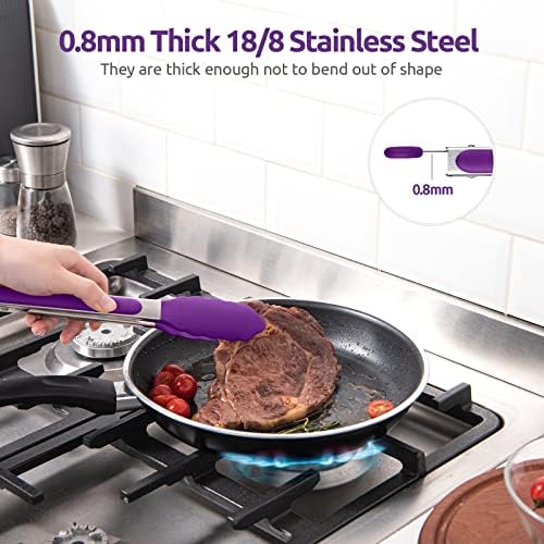 U-Taste Kitchen Tong for Cooking, 600ºF Heat-Resistant Silicone, 9in/Purple - Image 5